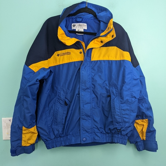 Vintage Columbia Bugaboo Coat size Medium Blue Black and Yellow - Picture 1 of 6